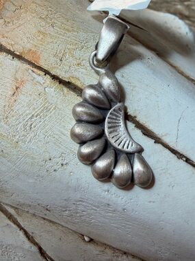 Sterling Silver Floral Teardrop Pendant - Silver